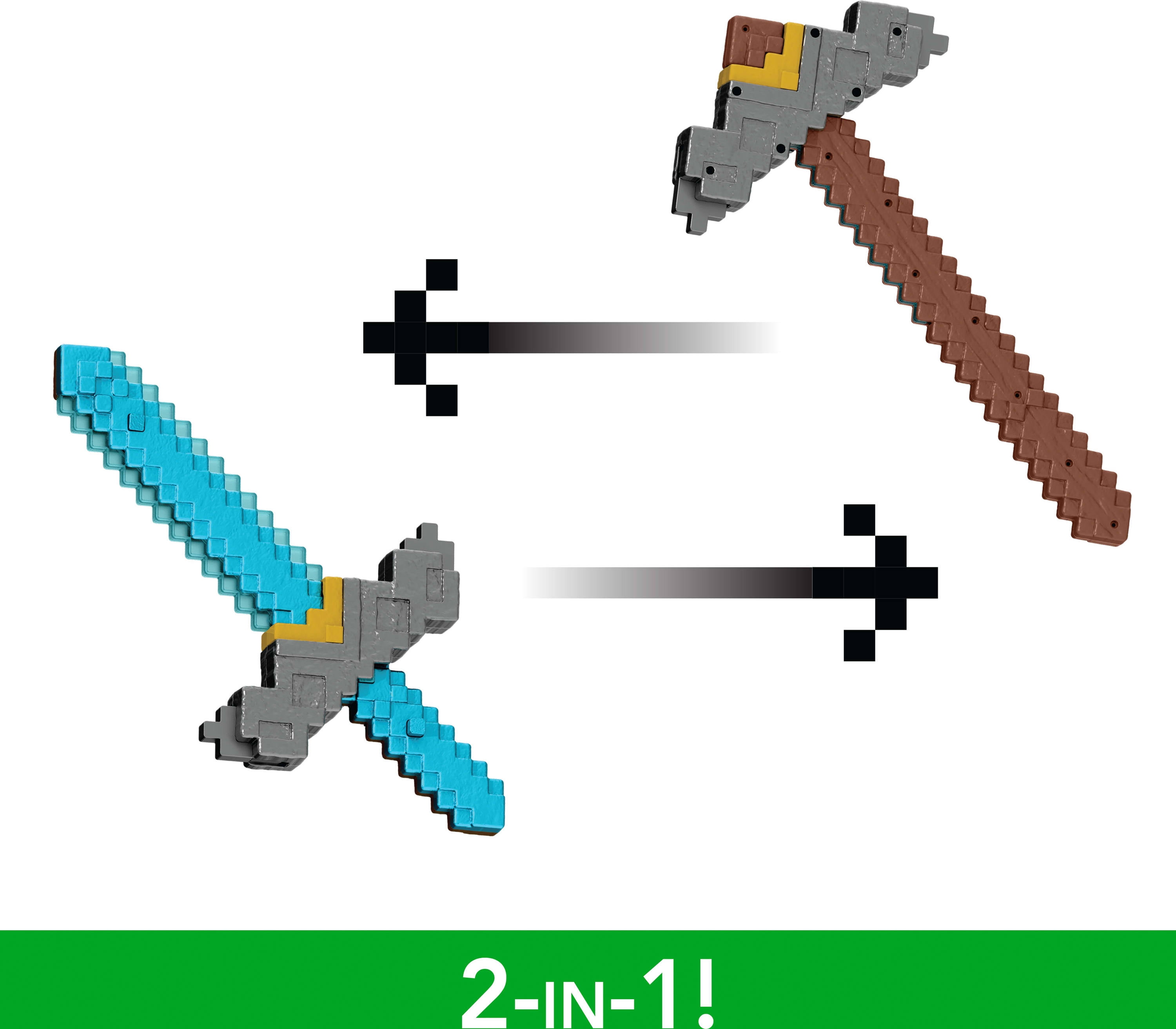 Minecraft Click and Switch Sword and Pickaxe Role-Play 2-in-1 Toy Inspired by the Movie