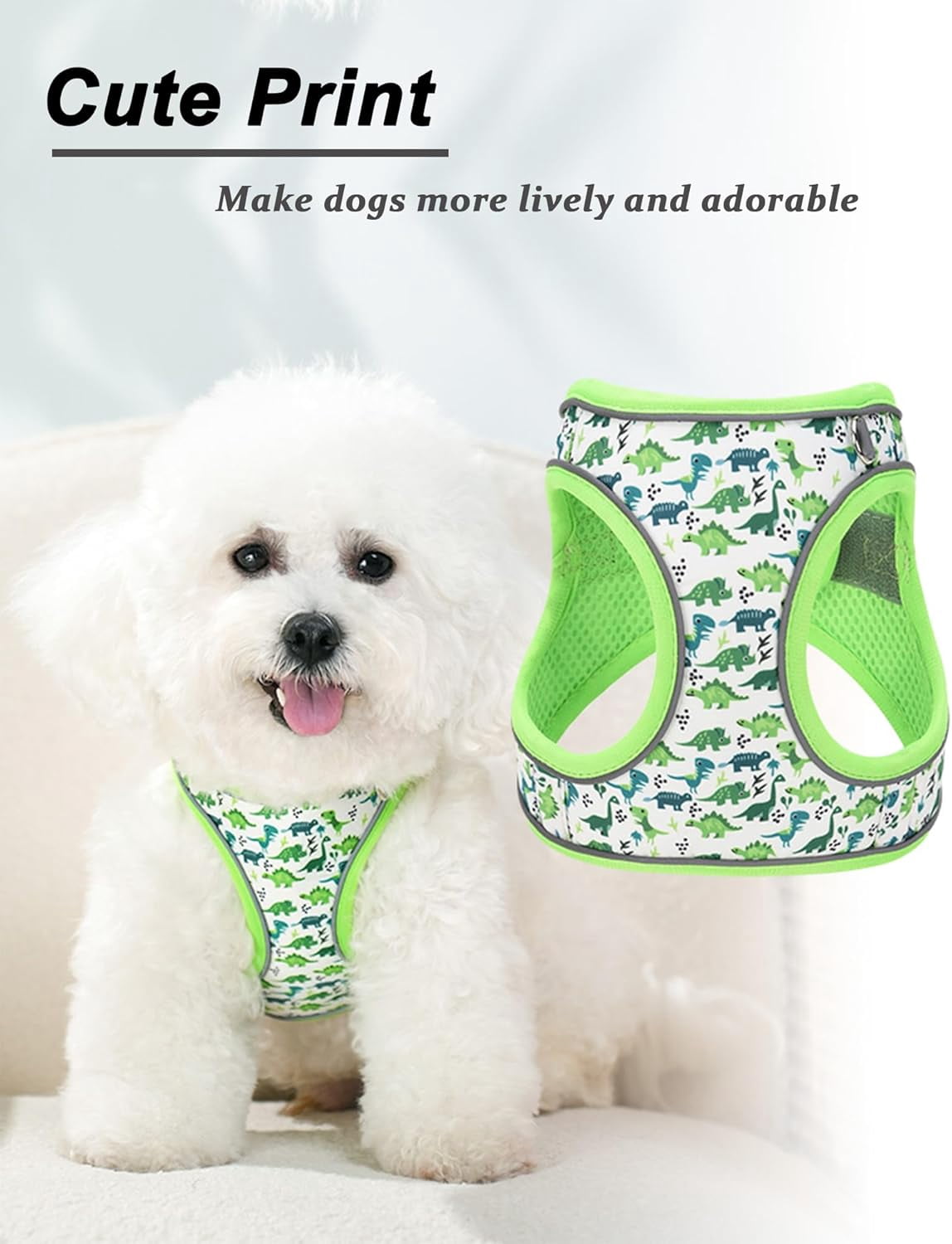 XS Light Purple Flower Pattern Dog Harness and Leash Set,No Escape Puppy Harnesses for Training Walking，Breathable Adjustable Puppy Vest for Small Medium Dogs, Cats (Light Purple, XS)
