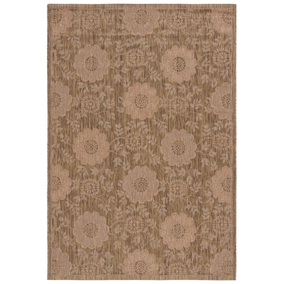 Safavieh Courtyard Alan Floral Indoor/Outdoor Area Rug, Gold/Natural, 5'3" x 7'7"