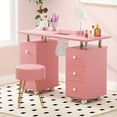 thumbnail image 4 of Costway Rolling Manicure Table Nail Desk with with 8 Lockable Wheels & Electric Dust Collector 3 Dust Bags Wrist Rest Pink, 4 of 9