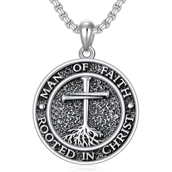 Three Nail Cross Necklace 925 Sterling Silver 3 Nail Cross Pendant Christian Jewelry Gifts for Men 22 2"