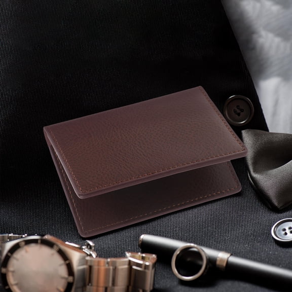 LOLIPPYY Business Card Holder Coffee Color Portable Case with Wear Resistant Material for Storage
