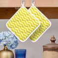thumbnail image 2 of Yellow Moire Pot Holders for Kitchen Heatproof Potholder, 5 Pack Water Ripple Stripe Farmhouse Hot Pads Multipurpose Oven Pads Cloth Potholders Trivet for Cooking Baking, 2 of 8