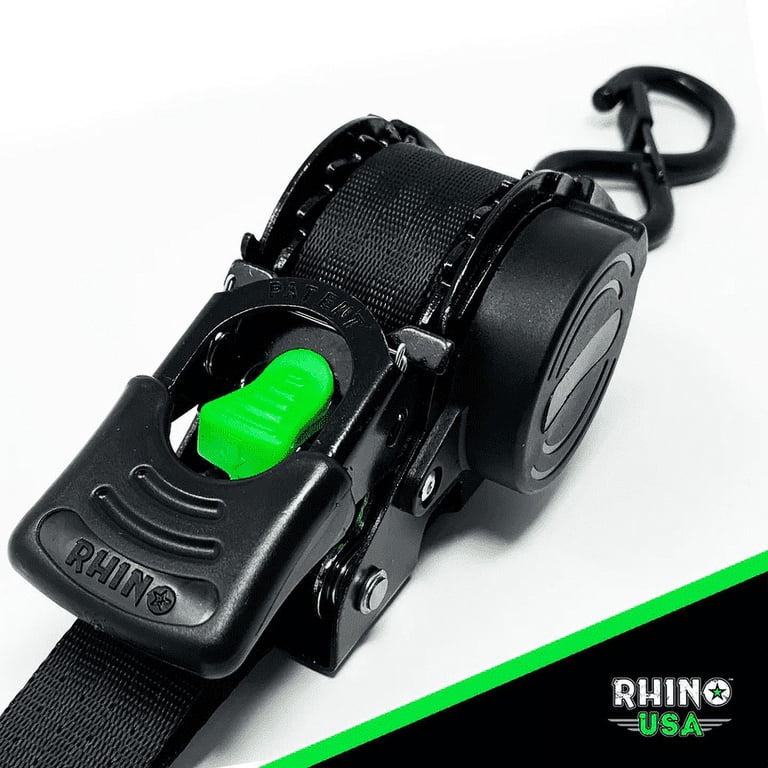 Rhino USA 1in x 10ft Black Retractable Ratchet Straps, 2-Pack photo 3