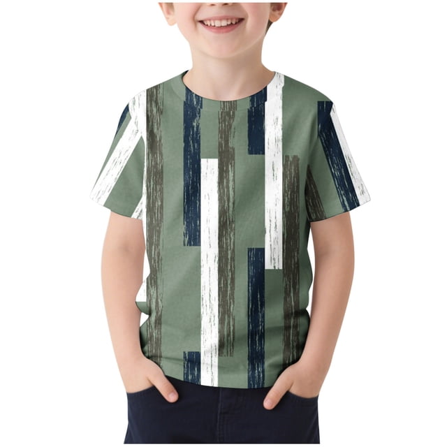 WRKEKC T-Shirts pour Garçons, Hauts d'Été pour Garçons, Hauts d'Été Décontractés pour Enfants à Col Rond Imprimé Respirant Élastique Frais à Manches Courtes