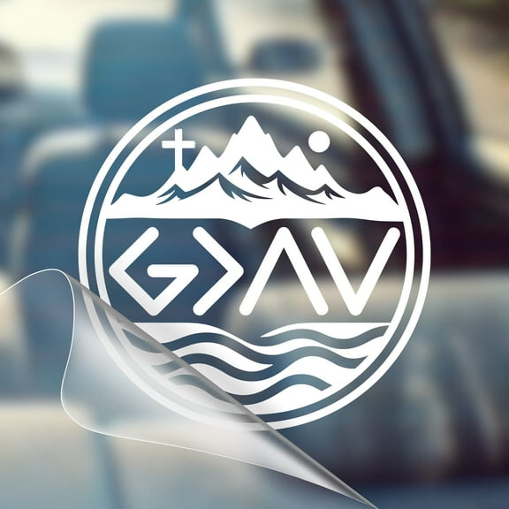 God is Greater Than The Ups and Downs - Christian Car Vinyl Decal Bumper Sticker for Car, Wall, Window, Vehicle, Weather Resistant