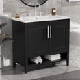 thumbnail image 2 of Taoruifang 36" Multi-functional Bathroom Vanity Cabinet with Sink, Black, MDF, Doors and Drawers, 2 of 24
