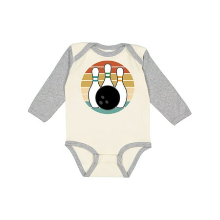 

Inktastic Bowling Pins Ball Bowler Retro Sunset Gift Baby Boy or Baby Girl Long Sleeve Bodysuit