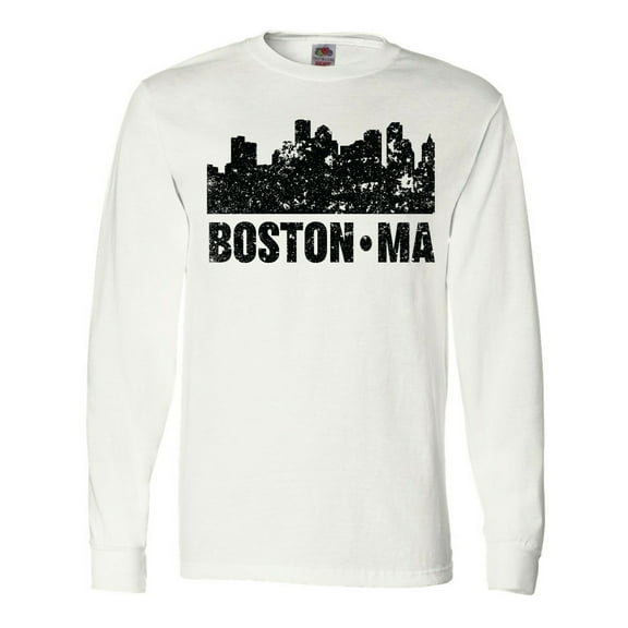 Inktastic Boston Massachusetts City Skyline with Grunge Long Sleeve T-Shirt