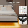 thumbnail image 3 of Honfach Full Size Floating Bed Frame with Led Lights and Charging Station, Metal Bed Frame with Heavy Duty Steel Slats Supports, Black, 3 of 9