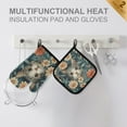 thumbnail image 4 of Yayeee Oven Mitts and Pot Holder Set of 2 Heat Resistant Kitchen Gloves Baking Hot Pad, Flowers Cat, 4 of 5