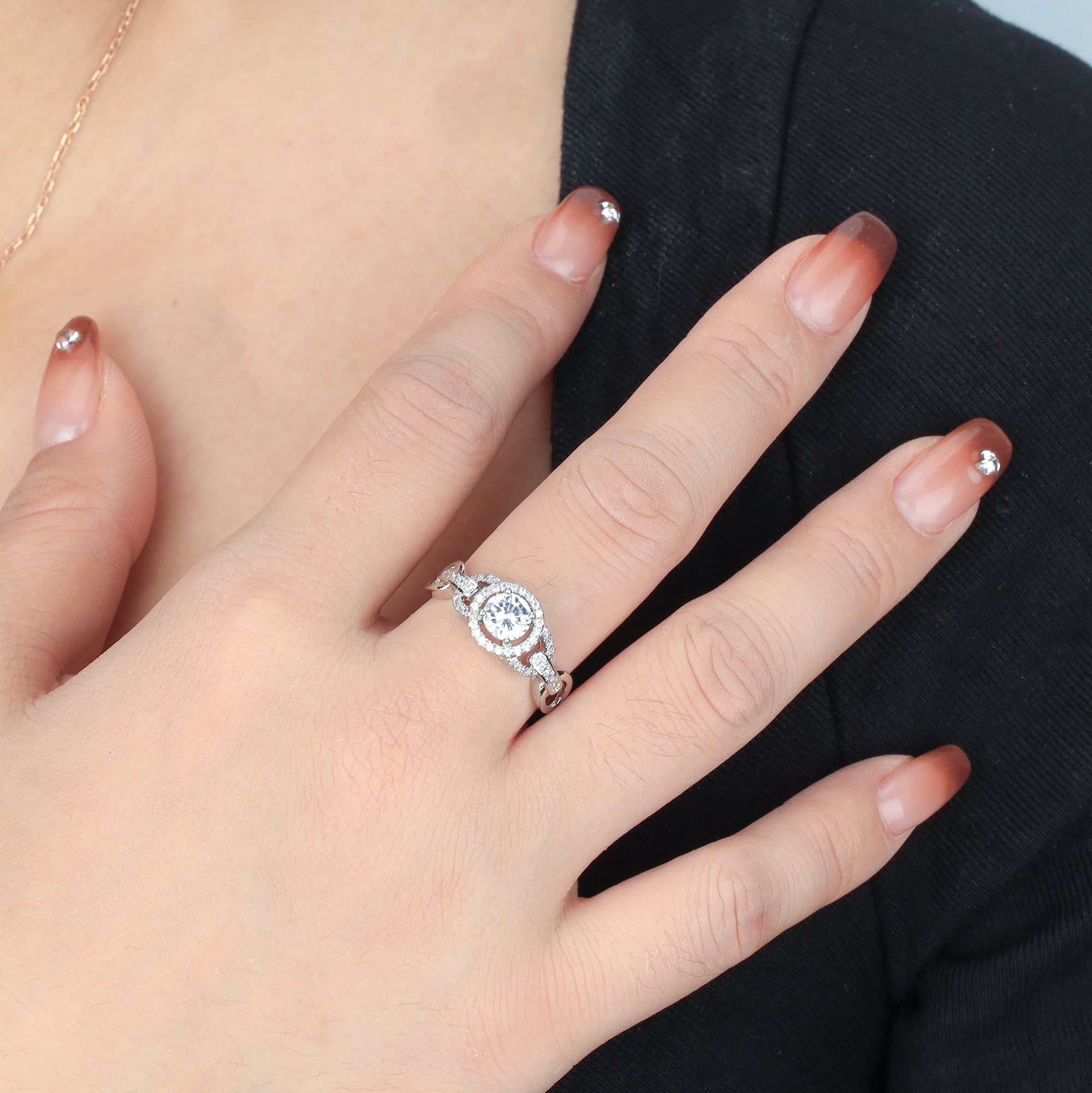 Beautlace Round Moissanite Engagement Rings,925 Sterling Silver Classic Promise Ring 0.8CT Wedding Rings for Women
