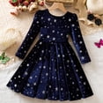 thumbnail image 1 of Cowsor Little Girl Ruffle Fall Winter Long Sleeve Dress Printed Party Holiday Clothes, 1 of 4