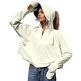 thumbnail image 3 of Women's Cropped UPF50+ Sun Protection Jacket, Ice Silk Hooded Long Sleeve with Thumb Holes, Summer Cycling Hiking Outdoor Wear Yellow One Size, 3 of 4