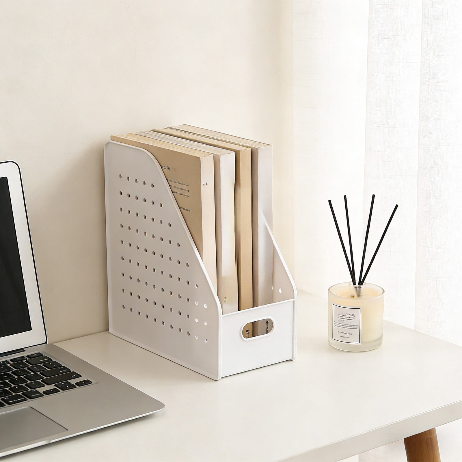 Kuroiy Desk Storage Basket Organizer | Multi-Compartment Plastic Stationery, Book & Document Holder | Slanted Opening, Pegboard Compatible, 10.55"x5.75"x11.81" | Dorm, Office, Home Desk Tidy