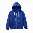 thumbnail image 4 of TOWED22 Boy Girl Hoodie Sweatshirt Zip-Up Cotton Casual Pocket Jacket Spring Fall Clothes(Dark Blue,9-10 Y), 4 of 9