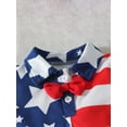 thumbnail image 4 of Argulvti Infant Baby Boy 4th of July Outfits, Polyester Striped Lapel Neck Short Sleeve Romper Elastic Waist Suspender Shorts Leisure Set, 4 of 8