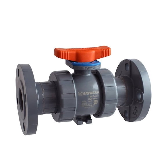 Hayward Flow Control Manual 2-Way Ball Valve,Flange,CPVC TBH2200A0FE0000