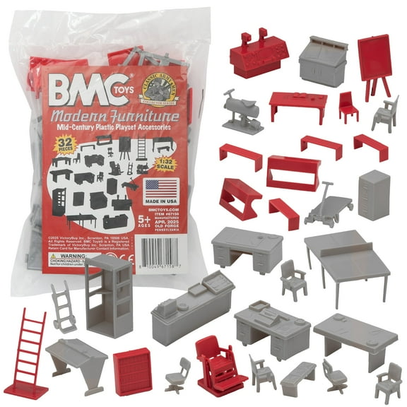 BMC Classic Marx Mid-Century Modern Furniture - 32pc Plastic Playset Accessories