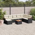 thumbnail image 1 of vidaXL 9 Piece Garden Sofa Set with Cushions Black Poly Rattan, 1 of 5