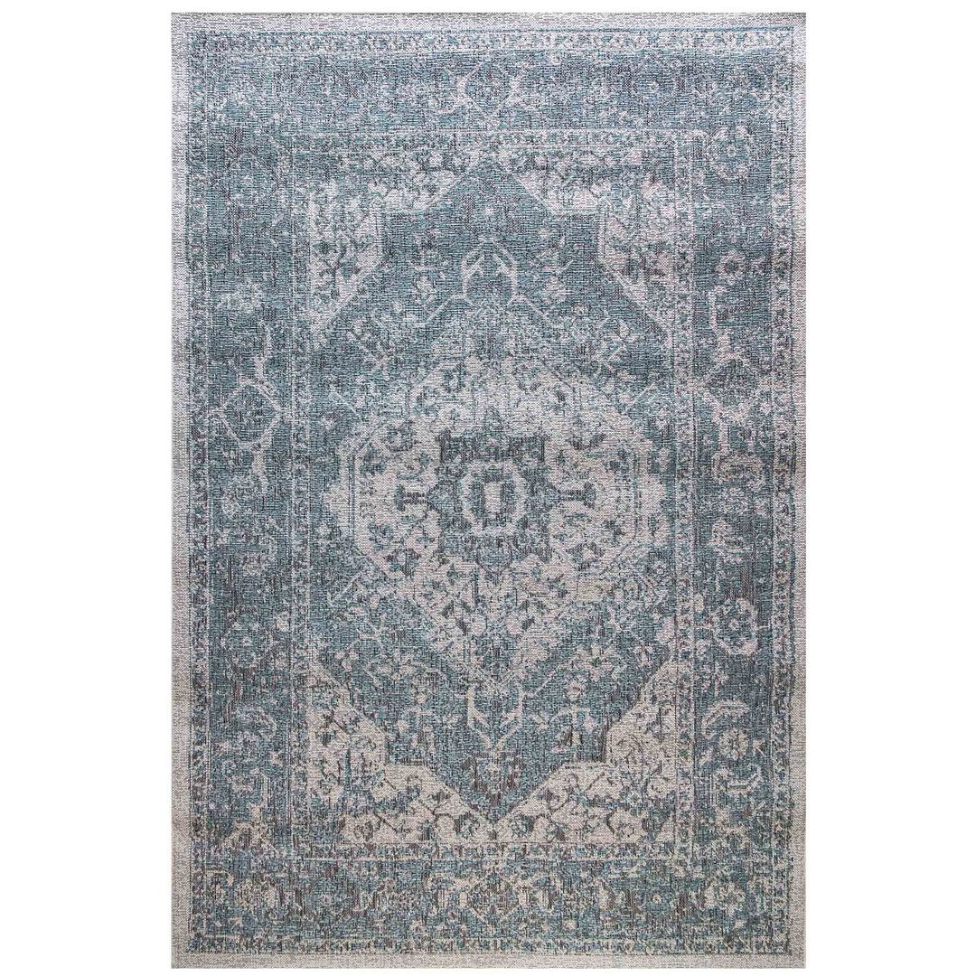 Kukoon Rugs Gray Teal Traditional Medallion Indoor Outdoor Area Rug