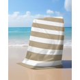 thumbnail image 4 of Beige Striped Beach Towels Oversized Super Absorbent, Modern Farmhouse Beige White Stripes Lightweight Bath Towel Quick Dry Sets For Bathroom/Pool/Rv Camping/Beach Play/Gym Room/Picnic 31"x62", 4 of 8