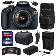 Canon EOS Rebel T5 Digital SLR Camera with EF-S 18-55mm IS II and Sigma 70-300mm f/4-5.6 DG Macro Lens with 8GB Memory, Large Case, Extra Battery, Travel Charger, Card Wallet, Cleaning Kit 9126B003