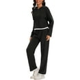 thumbnail image 4 of ATHLECHIC Women's Tracksuit 2 Piece Outfits Ribbed Sweater Hoodie Wide Leg Pants Casual Lounge Set XL Black, 4 of 4