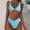 Light Blue, variant on Herrnalise Women's Bikini Sets Colorblock Trim 2 Piece High Waisted Swimsuit Scoop Neck Adjustable Spaghetti Straps Bathing Suit