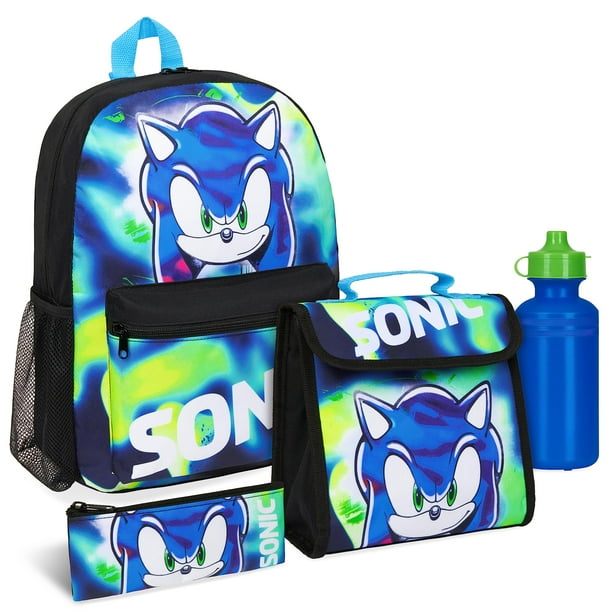 Set de Mochila Sonic The Hedgehog 4 Piezas con Lonchera y Botella de Agua