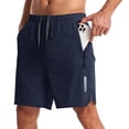 thumbnail image 2 of Dwellite Mens Athletic Running Shorts with Zipper Pockets Quick Dry Lightweight Gym Workout Basketball Short for Men Navy 2XL, 2 of 6