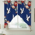 thumbnail image 2 of Blue Crane Swag Valances for Windows, Kitchen Window Curtains Over Sink, Vintage Red Teal Spring Floral Botanical Window Treatment Curtains for Living Room/Bedroom Curtains 2 Panel Sets 36"x45", 2 of 8