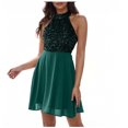 thumbnail image 3 of Efsteb Western Formal Dresses for Women Sequin Mini Dress Backless Patckwork Sleeveless A-Line Cocktail Dresses (Green,L), 3 of 5