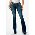 thumbnail image 2 of Grace in LA Women's Aztec Embroidered Faux Pocket Embellish Bootcut Jeans (25, Blue Stonewashed), 2 of 3