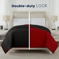 thumbnail image 2 of Martex Reversible Microfiber Twin Coverlet, Cozy Lightweight Bedding, Ebony/Red, 2 of 8