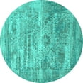 thumbnail image 1 of Ahgly Company Machine Washable Indoor Round Oriental Turquoise Blue Industrial Area Rugs, 3' Round, 1 of 4
