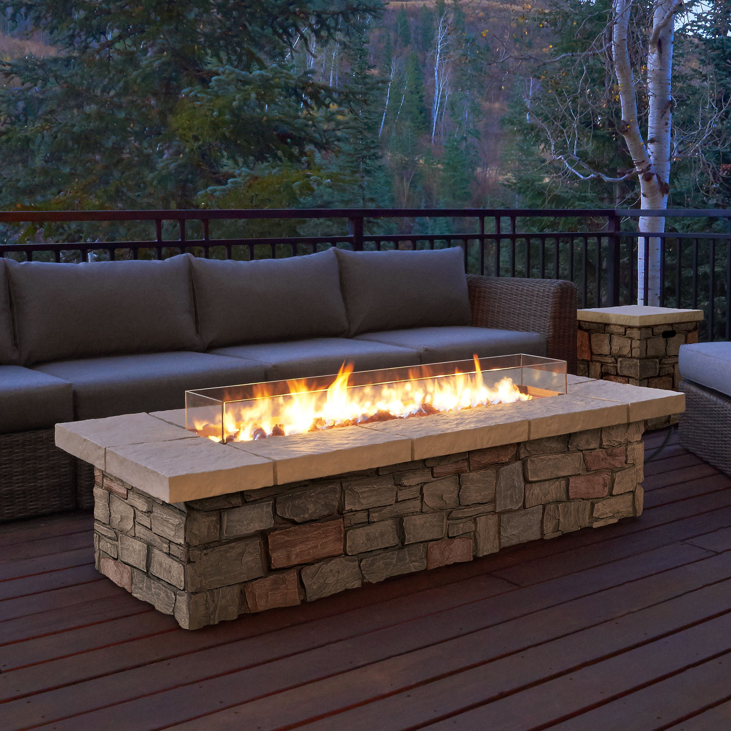 Sedona 66 Rectangle Propane Fire Table, Wood To Gas Fire Pit Conversion