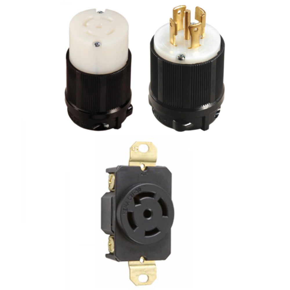 3-Wire NEMA L5-30 Plug and Connector Set 2 Pole 125V Rated for 30A cUL