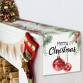 thumbnail image 3 of JOOCAR Christmas table runners, red christmas balls christmas flowers and green leaves christmas table runners for christmas kitchen table table festive decoration, 3 of 5
