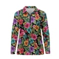 thumbnail image 4 of Yuyamidu Colorful Hibiscus Golf Top for Women Golf Shirts Tropical Long Sleeve Collared Tennis Shirt Quarter Zip Activewear Size M, 4 of 8