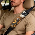 thumbnail image 5 of Xixirimido 5-Piece Car Seat Cover Set Breathable PU Leather Front Seat Covers with Seat Belt & Console Covers Universal Fit for SUV, Sedan, Truck, Highland Cattle Cowhide Sunflower, 5 of 8