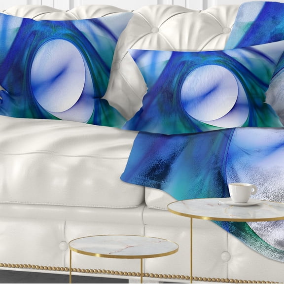 Designart Mystic Blue Fractal - Abstract Throw Pillow - 12x20