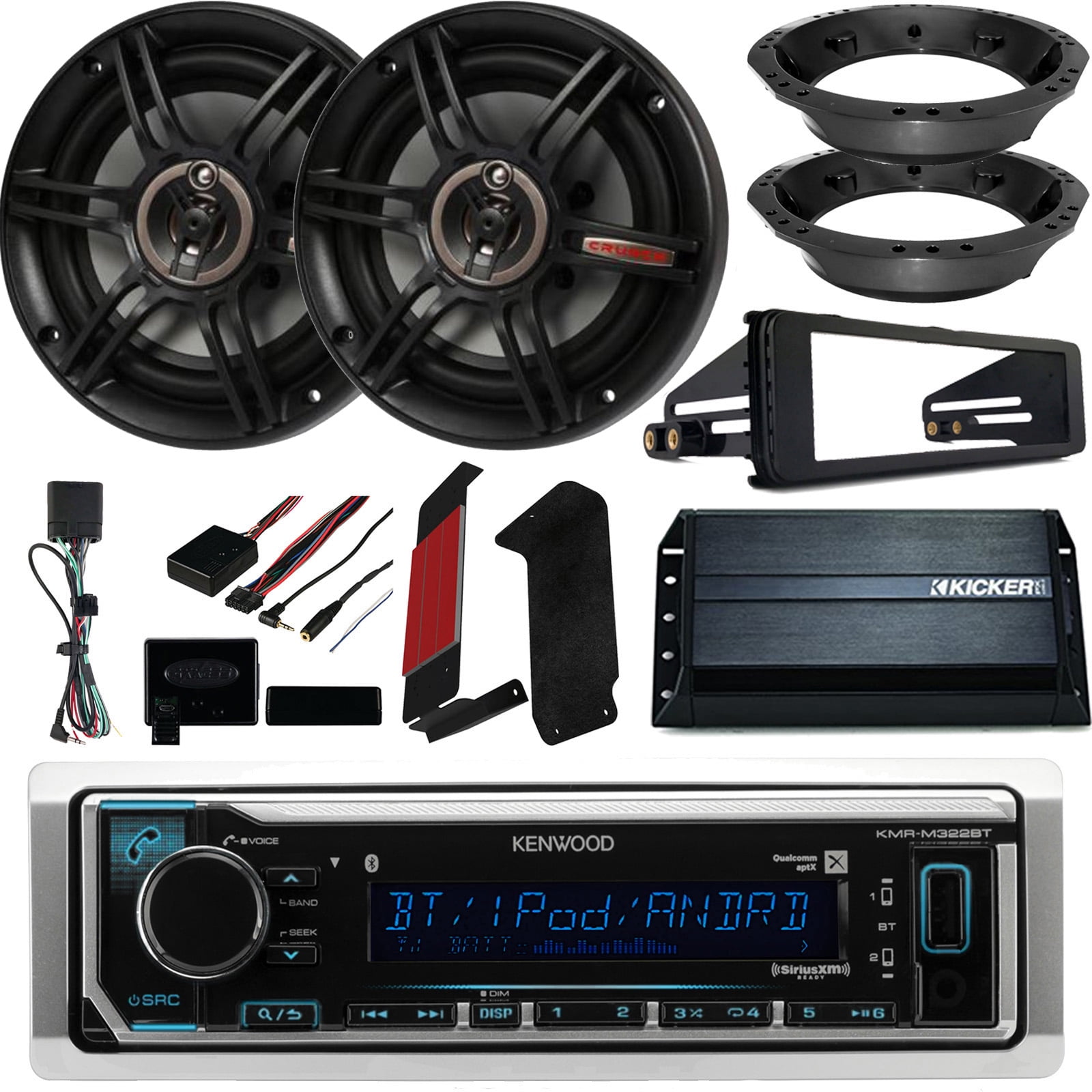 Kenwood Marine Bluetooth Receiver (No CD), 2 x Crunch 6.5" FullRange