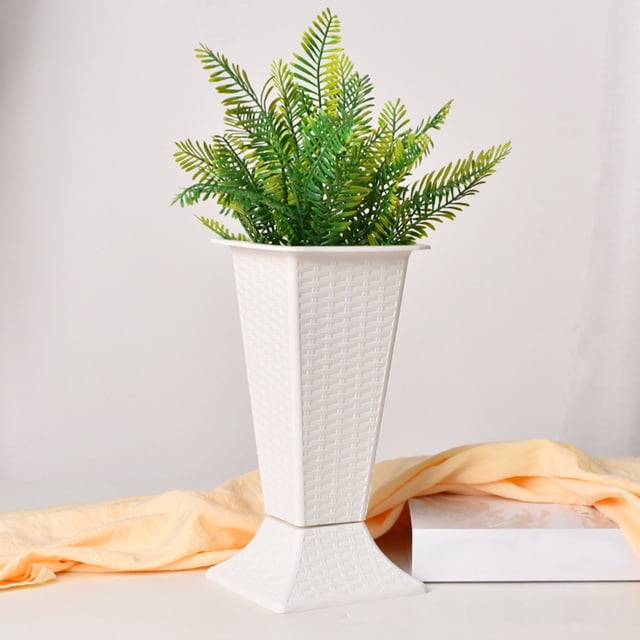 Plastic Bottles White Plastic Vase for Flower Arrangement Roman Style Decorative Planter(1-Piece) Rkxzt
