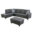 thumbnail image 3 of Ainehome Furniture Dark Grey Leather Sectinal Sofa Set, L-Shaped Modern & Contemporary Sofa with Chaise Storage Ottoman for Living Room Furniture - Left Hand Facing, 3 of 7