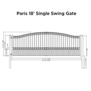 ALEKO Steel Single Swing 18 x 6 feet Black Driveway Gates Paris Style