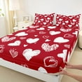 thumbnail image 3 of jejeloiu Graffiti Loves Pattern Twin Sheet Sets,Cute Hearts Twin Fitted Sheet,Red White Flat Sheet For Girls Kids,Luxury Bedroom Decor,3pcs, 3 of 7