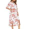 thumbnail image 6 of TMOYZQ Women Zipper Up 3/4 Sleeves Robe Loungewear Sleep Dress Full Length Floral Print Sleepwear Housecoat Nightgown Loose Comfy Long Bathrobe with Pockets S-XXL, 6 of 6