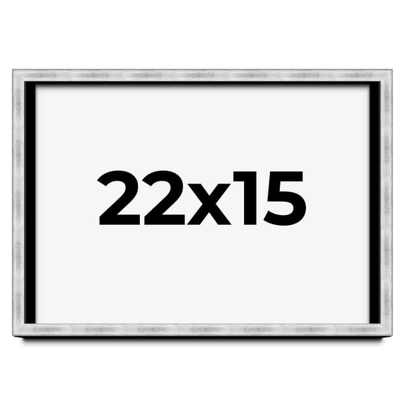 22x15 Frame Brushed Silver Solid Wood Picture Frame | 0.75 Inch Moulding Width | Rabbet Depth 0.75
