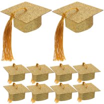 OFFIGAM 10Pcs Golden Graduation Hat Goblet Covers Reusable Wine Decor